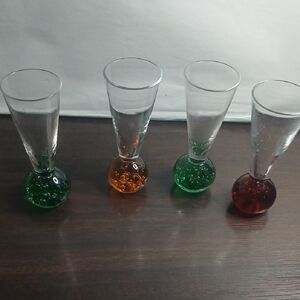 Set of Four Glasses with Colored Bases